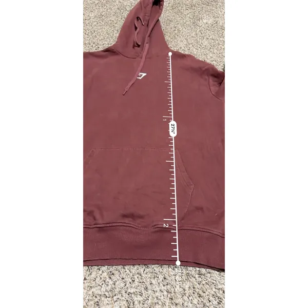 Gymshark Womens XS Pullover Hoodie Cherry Brown Burgundy GLP04431 Logo Fleece - Image 7