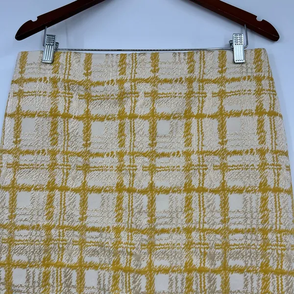 Talbots Womens Tweed Pencil Skirt Yellow White Knee Length Business Casual Sz 10 - Image 6