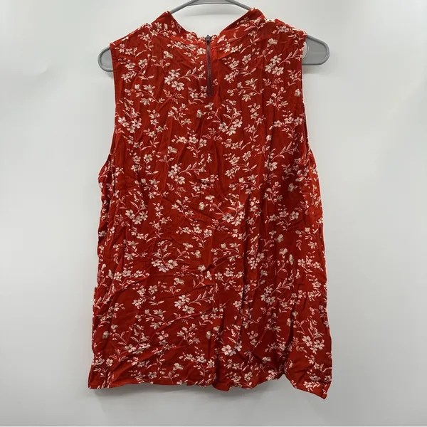 THML Burnt Orange & White Floral Print Sleeve‎ Mock Neck Top Sz L NEW - Image 4