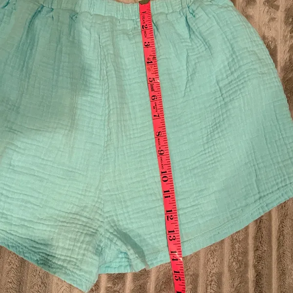 Vitamin A Aqua Blue Cotton Gauze Lounge Shorts Women's Sz S Elastic Waist Casual - Image 7