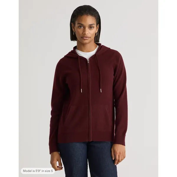 Quince Mongolian Cashmere Full Zip Hoodie Sweater Rich Burgundy Womens XS NWT - Image 2