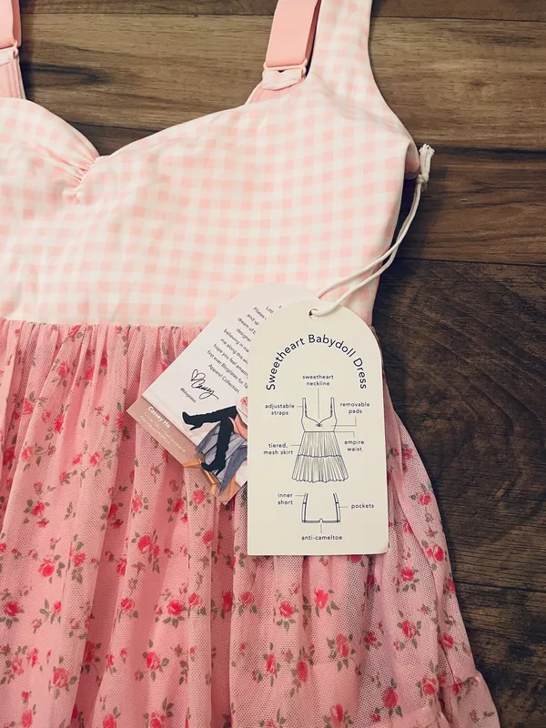 NWT! Popflex Target X Blogilates Sweetheart Babydoll Dress Gingham/Floral XS - Image 5