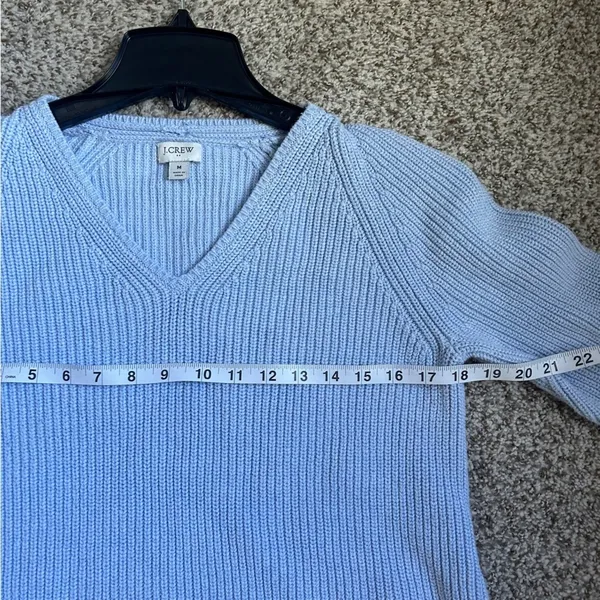 J. Crew Factory Pale Blue V-Neck Cable Knit Sweater Medium Casual Comfy - Image 5