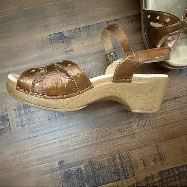 Dansko Brown Leather‎ Mary Jane Open Toe Platform Sandals Size 39 US 8.5-9 - Image 6