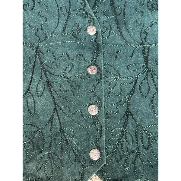 Vintage Scully Western‎ Embroidered Leather Vest Green Suede Boho Cowgirl Small - Image 8