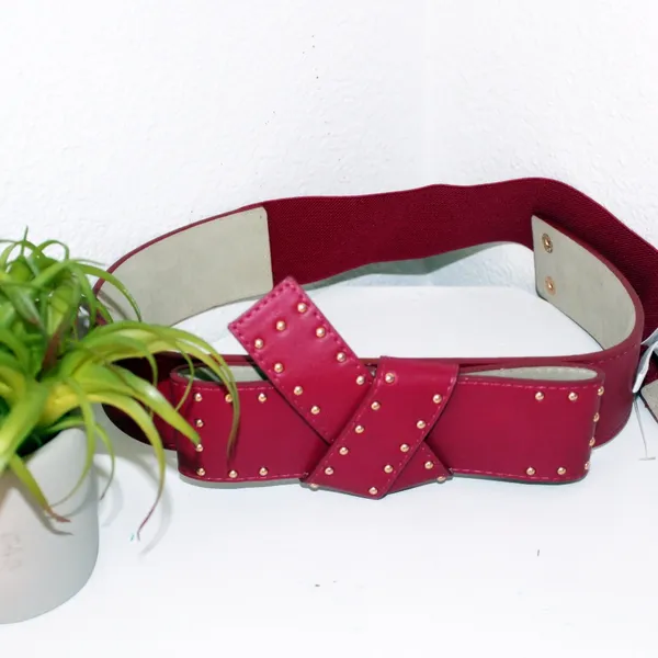 BCBGeneration NWT Wide Studded Bow Belt Red - Image 5