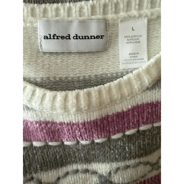 Alfred Dunner Acrylic Striped‎ Pullover Sweater Pink Women's Size Large - Image 8