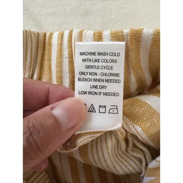 Land 'n Sea Womens Sz M Pull On Pants Linen Blend Elastic Waist Gold Stripe NEW - Image 7