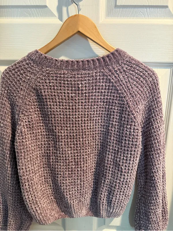 Altar'd State Mauve Waffle-Knit Crew Sweater - Image 8