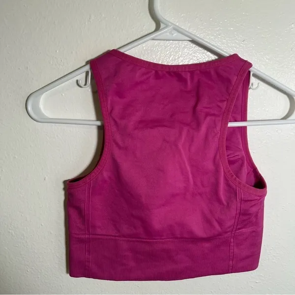 J. Crew Women's Sculpt Stretch High Sports Bra Hot Pink Magenta Crewneck Long‎ - Image 6
