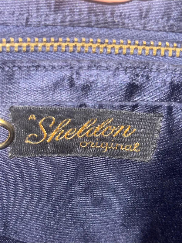 Sheldon Original..Vintage Navy Blue Suede With Gold Toned Crossbody Chain - Image 6