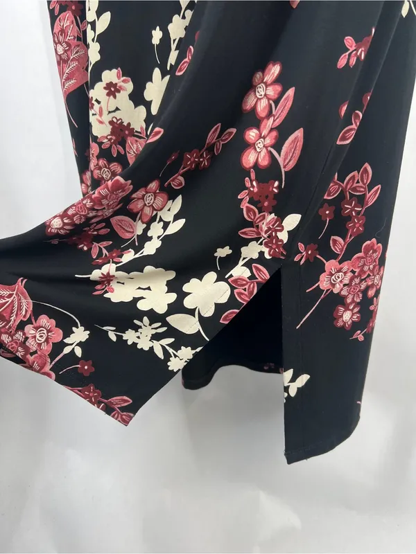 J.Jill Wearever Floral Stretch Knit Midi Dress Black Pink Size S - Image 5