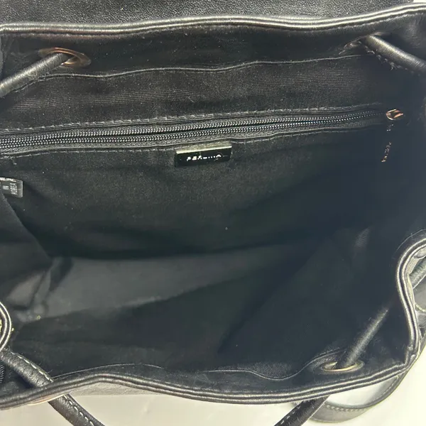 Perlina Black Genuine Leather Backpack Vintage 90s Buckle Moto Y2K Bag - Image 3