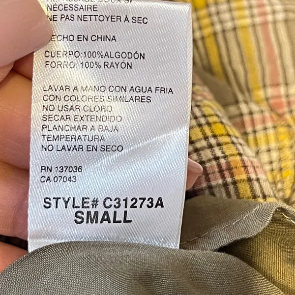 993 | Vernacular Smocked Halter Plaid Cotton Maxi Dress Cottagecore Womens Small - Image 6