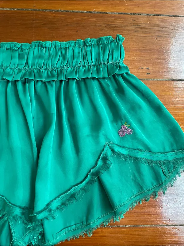 Free People Like Honey Pajamas PJ Top & Shorts Set in Silky Golf Green Sz S 🧡🎀 - Image 9