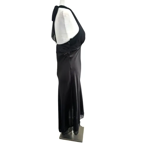 Vintage BMoss‎ Dress Black Midi Halter Dress 6 Babydoll Y2K Whimsigoth Goth Hoco - Image 9