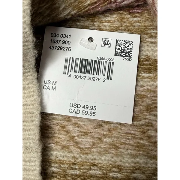 American Eagle AE Whoa So Soft Sz M Fair Isle Sweater Pink Cropped Boho Cozy New - Image 6