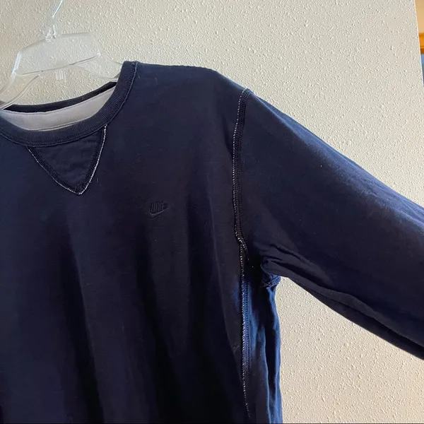 Nike Navy Raw Stitching Long Sleeve Top - Image 3