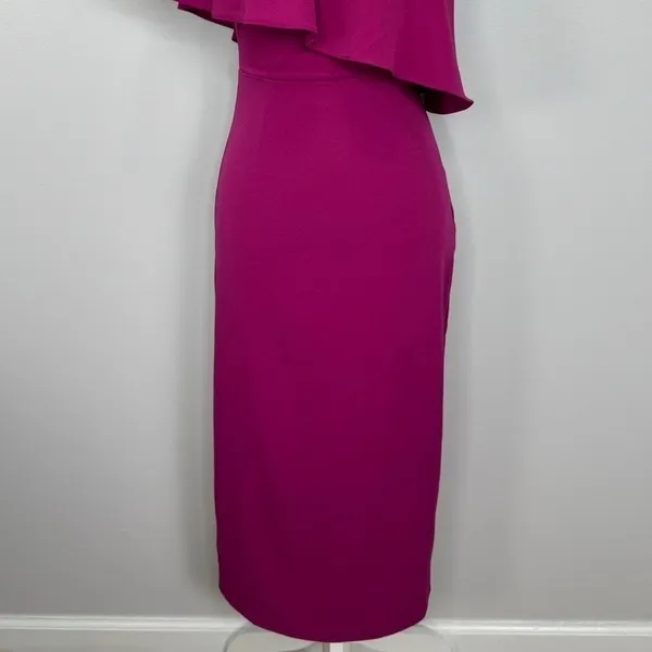 Lovers‎ + Friends Bentley One Shoulder Midi Dress XS Hot Pink Cocktail Party NEW - Image 6