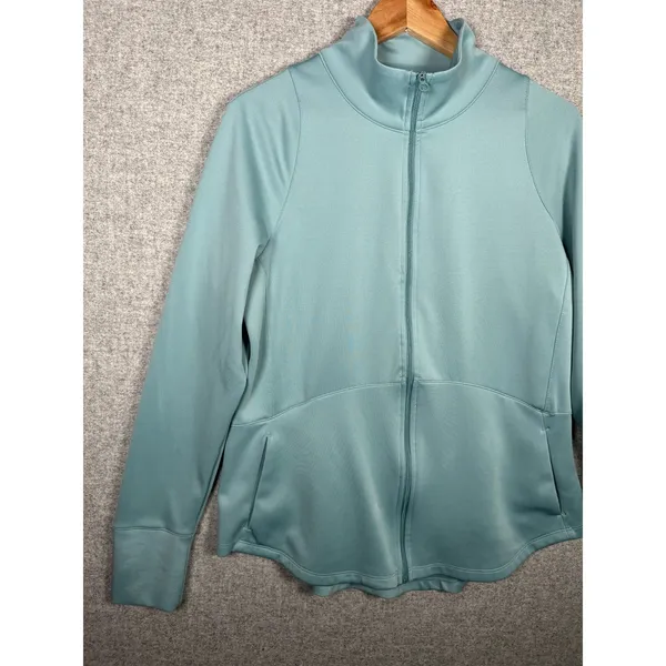 Layer 8 Medium Womens Zip Athletic‎ Top Long Sleeve Blue Golf Stretch Mock Neck - Image 5