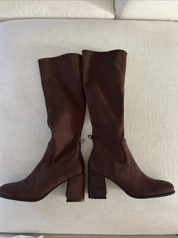Jeffrey Cambell Hot Lava -K2 Knee-high stretch boot, Brown Suede, Size 10, NWT - Image 6