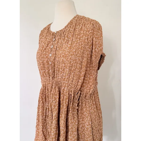 Free People One Fine Day Floral Print Mini Dress Milk Chocolate Combo Sz XS - Image 4