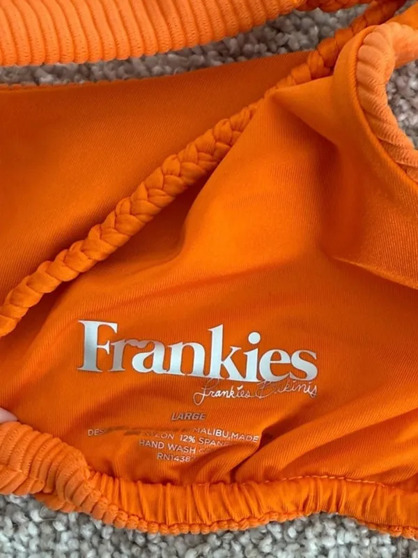 Frankie’s Bikinis Orange Ribbed Cutout Bikini Set - Image 3