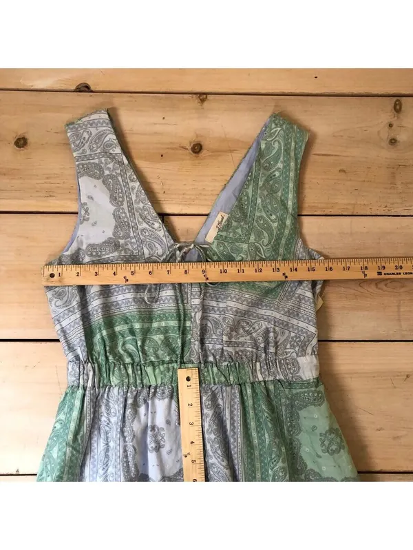 Universal Thread NWT Women's Green Gray Paisley Elastic Waist Maxi Dress Size XS - Image 9