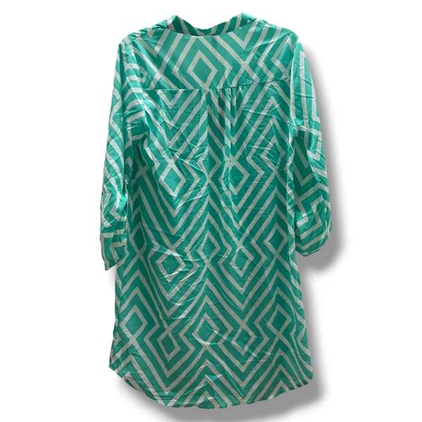 PinkBlush Maternity Mint Green Geometric Tunic Blouse Roll Tab Sleeve Small NWT - Image 5