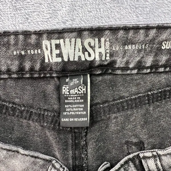 REWASH Size 9/29‎ Y2K Baggy Super High Rise Distressed Jeans Wide Leg Streetwear - Image 4