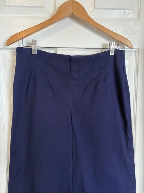 Spanx Stretch Twill Cropped Wide Leg Pant Lapis Blue Size Large L Trousers - Image 3