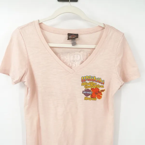 Harley Davidson Motorcycles Womens Waikiki Hawaii Graphic Print T Shirt Size M‎ - Image 2