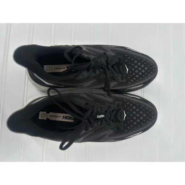 Hoka One One Clifton 9 Womens 11D 11 Wide Black‎ Running Shoes Athletic Sneakers - Image 4