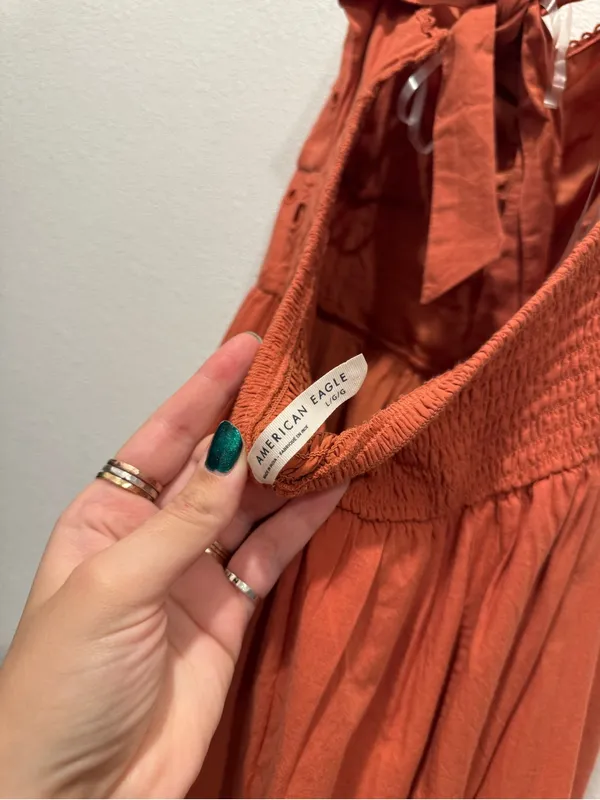 American Eagle Catie Corset Eyelet Midi Dress Terracotta L NWOT - Image 7