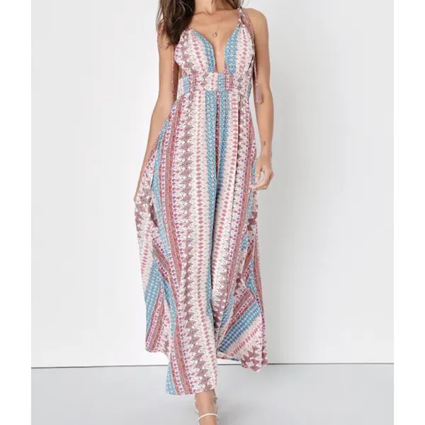 Lulus Maxin' Relaxin' Boho Beach Festival Tie‎ Strap Maxi Dress M Summer - Image 7