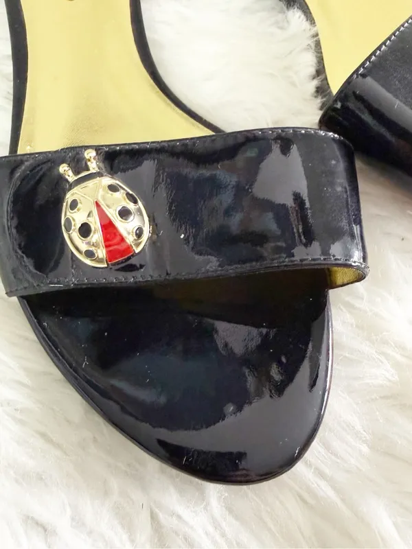 Talbots Ladybug Leather Slide Sandals Black Patent Size 8 Like New - Image 6