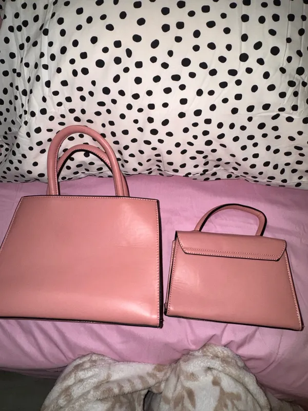 Pink faux leather snake print purse duo - Image 10