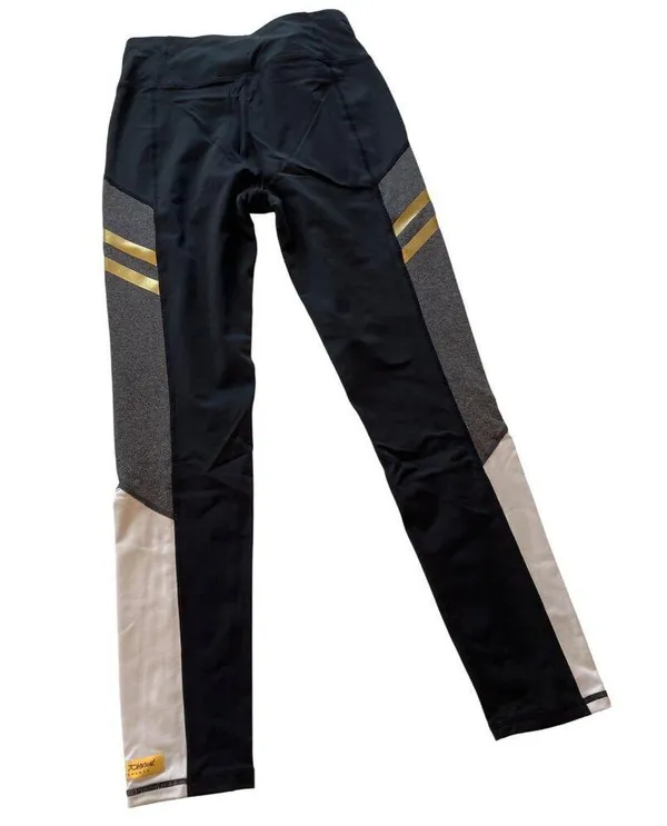 Betsey Johnson Performance Womens Leggings M Black/Gray/Gold Polyester Spandex - Image 2