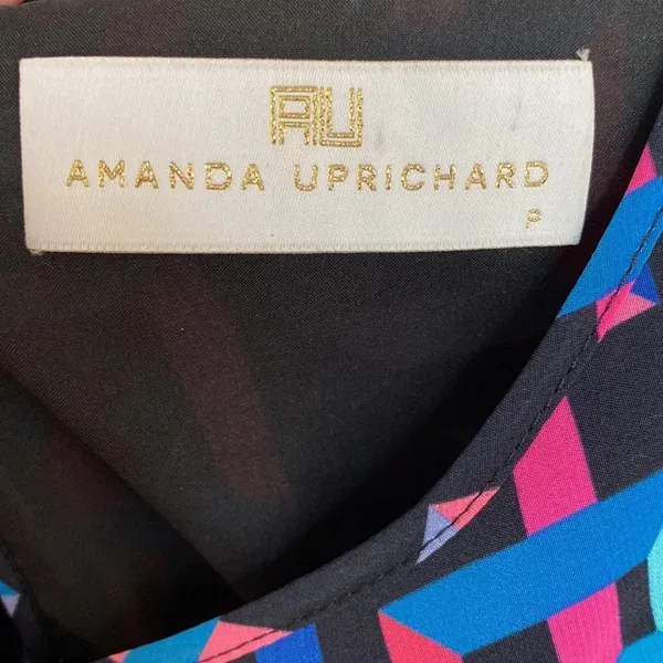 Amanda Uprichard Geometric Bright 80s Style Dress One Piece Two Piece‎ Look Silk - Image 5