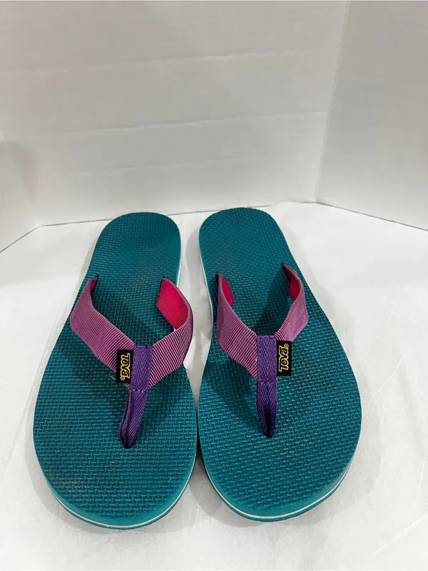 TEVA Deckers Flip-Flop Teal And Purple Size 9 Or 9.5 Lightweight Comfy - Image 8