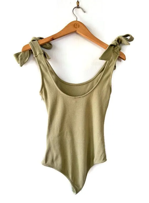 Princess Polly Sage Green Shoulder Tie Bodysuit - Image 3
