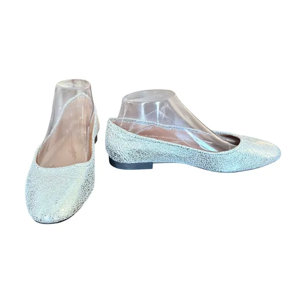 Vince Camuto Silver Metallic Crackle Ballet Flats Almond Toe womens 8M/39‎ - Image 2