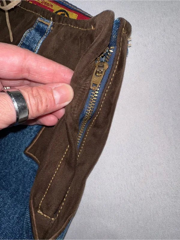 Lawman Western Jeans Sz 7 Lace Up Fly Pleather Inserts Bare Back High Rise Vtg - Image 5