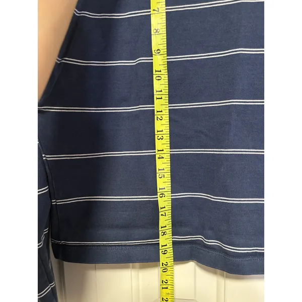 Nike Navy and White Striped Crop Long Sleeve Shirt S - Image 5