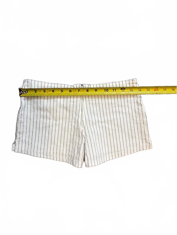 Vintage Y2K Sabora Low Rise Pinstripe Micro Shorts White Made in USA - Image 4