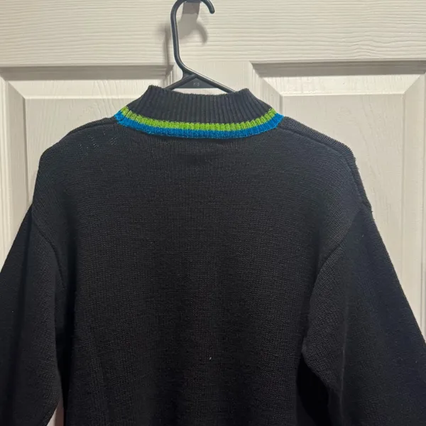 Vintage Victoria Jones Women's Sweater Black Green Teal Ramie Cotton Size M - Image 5