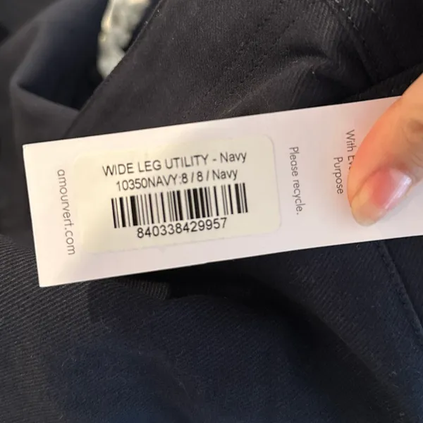 NWT Amour Vert Navy Wide Leg Utility Pant - Image 3