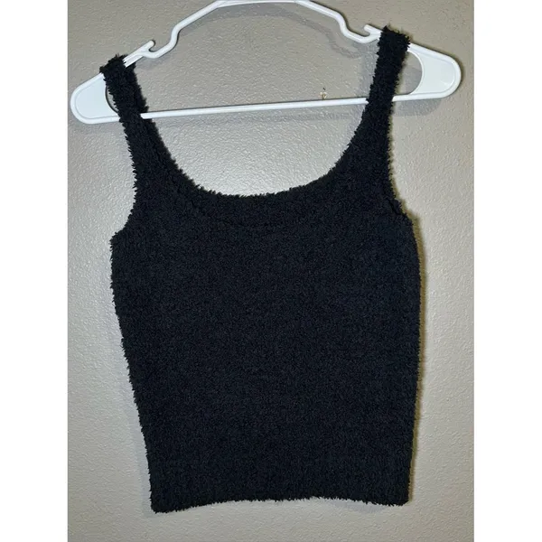 SKIMS Cozy Knit Fuzzy Black Loungewear Tank Top Women’s Size Small / Medium - Image 3