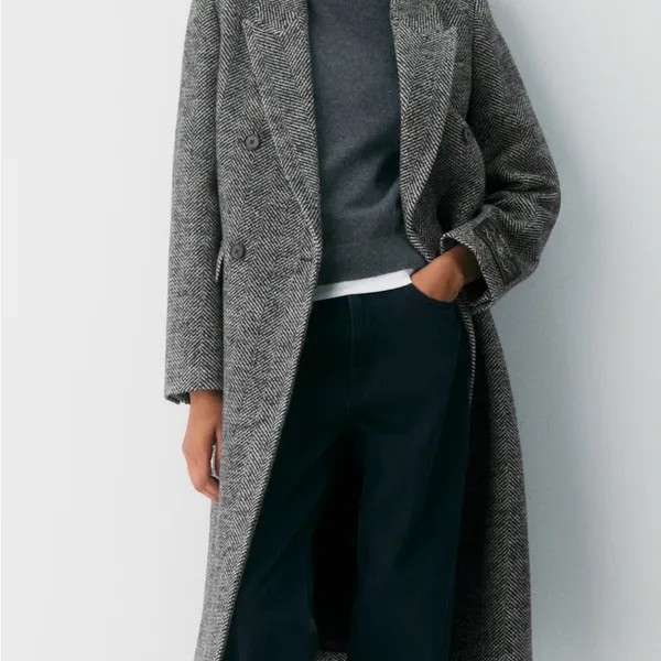 ARITZIA BABATON THE CONSTANT COAT Gray Herringbone Long Coat - Image 4