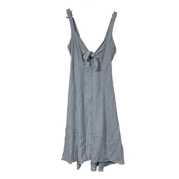 ASTR The Label S Midi Dress Light Blue Tie Front Button Down ALD42178 Summer - Image 4